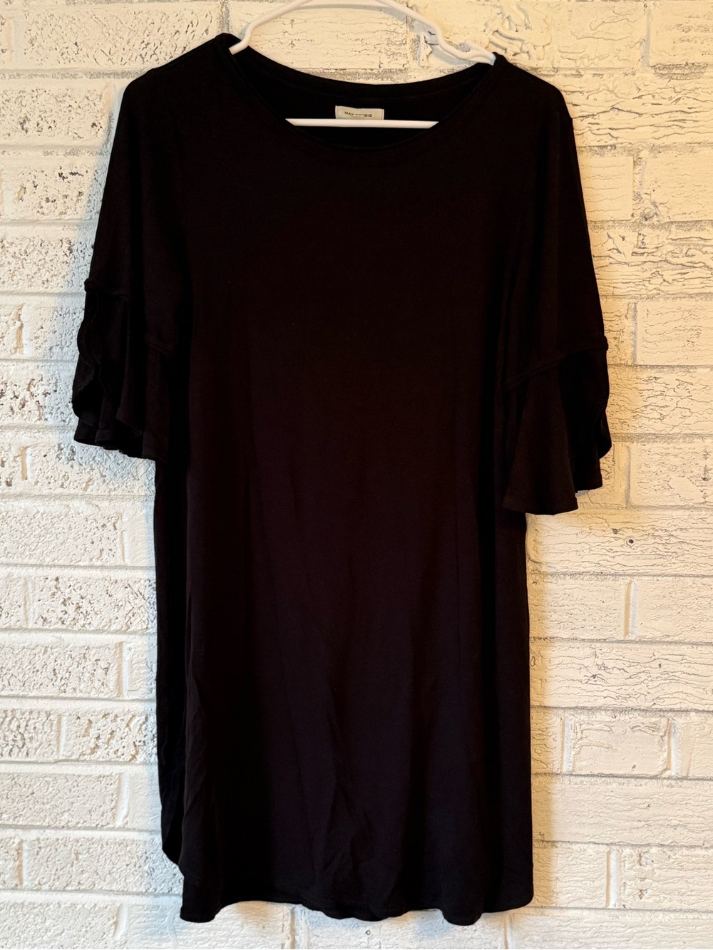 Max Studio Black Casual Ruffle Sleeve Mini Dress Size S | 0196